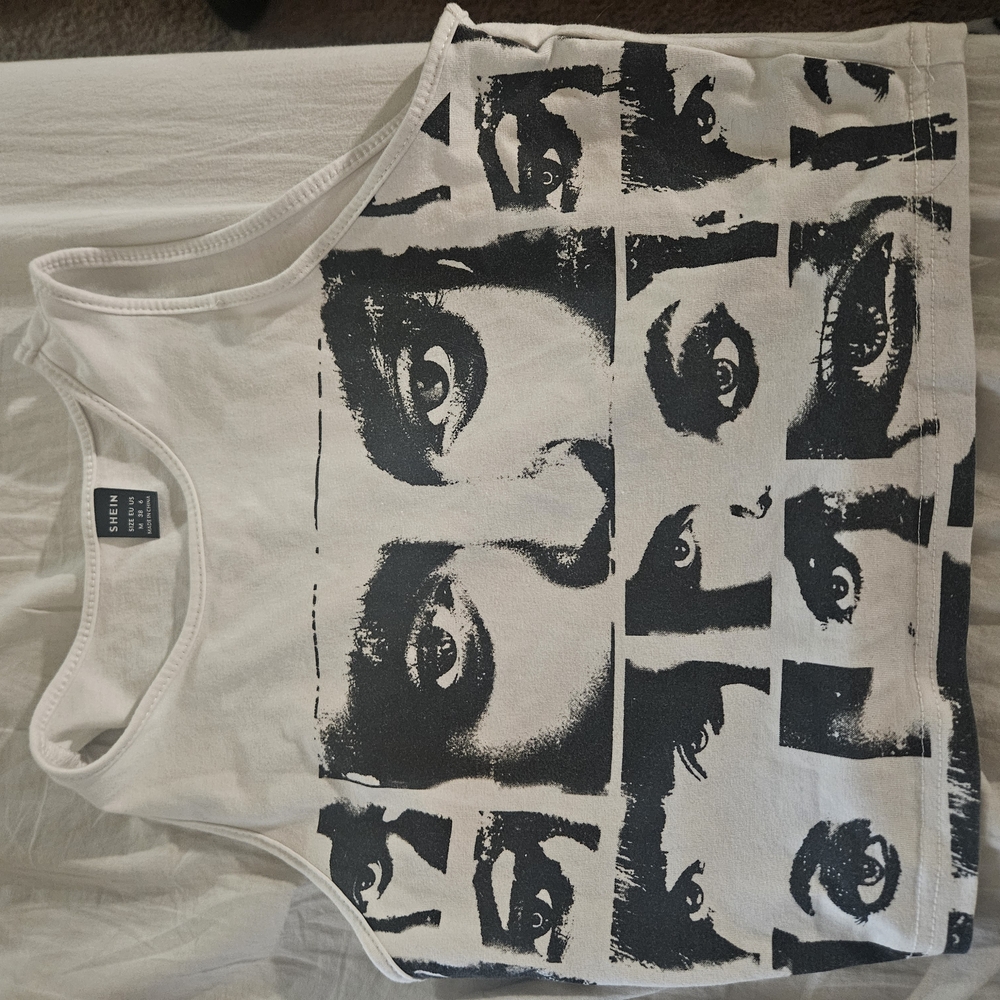 Graphic Black and White Tank Top